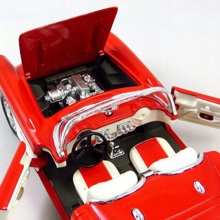 Chevrolet Corvette Red Convertible 1:24 Welly Diecast Car Metal Collector Model with Custom Plates