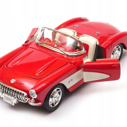 Chevrolet Corvette Red Convertible 1:24 Welly Diecast Car Metal Collector Model with Custom Plates