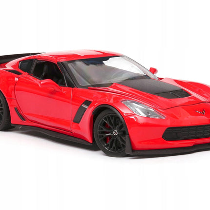 Chevrolet Corvette Z06 2017 Red Welly 1:24 Diecast Model with Custom Plates