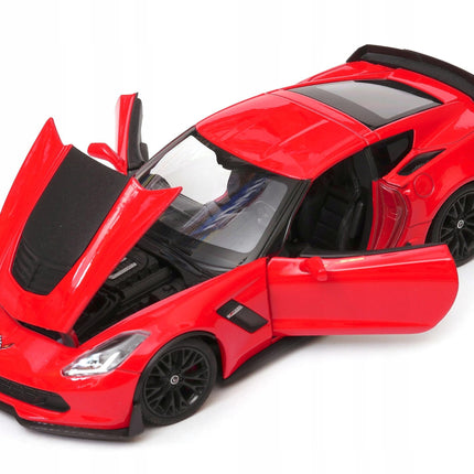 Chevrolet Corvette Z06 2017 Red Welly 1:24 Diecast Model with Custom Plates