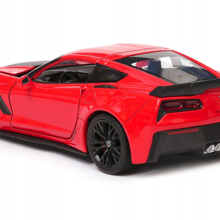 Chevrolet Corvette Z06 2017 Red Welly 1:24 Diecast Model with Custom Plates