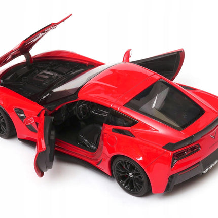 Chevrolet Corvette Z06 2017 Red Welly 1:24 Diecast Model with Custom Plates
