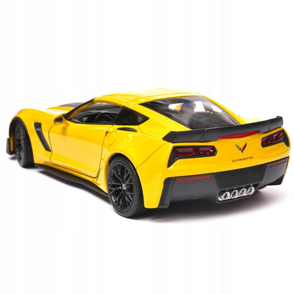 Chevrolet Corvette Z06 2017 Yellow Welly 1:24 Diecast Model Car Metal Collector Scale Model with Custom Plates