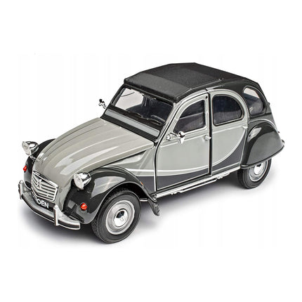 Citroën 2CV 6 Charleston 1982 Cormorant Grey & Nocturne Grey Welly 1:24 Diecast Model with Custom Plates