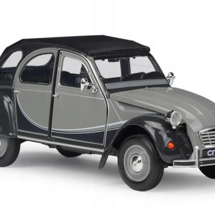 Citroën 2CV 6 Charleston 1982 Cormorant Grey & Nocturne Grey Welly 1:24 Diecast Model with Custom Plates