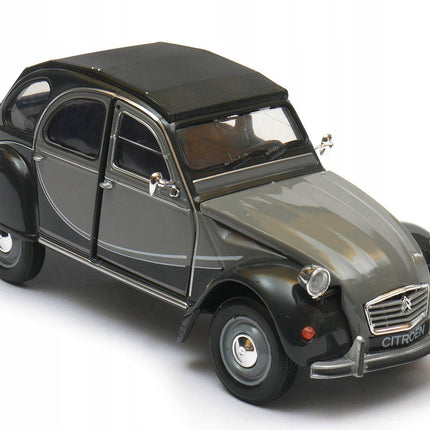 Citroën 2CV 6 Charleston 1982 Cormorant Grey & Nocturne Grey Welly 1:24 Diecast Model with Custom Plates