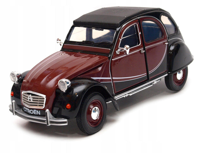 Citroën 2CV 6 Charleston Burgundy Welly 1:24 24009W Diecast Model Car Metal Collector Scale Model with Custom Plates