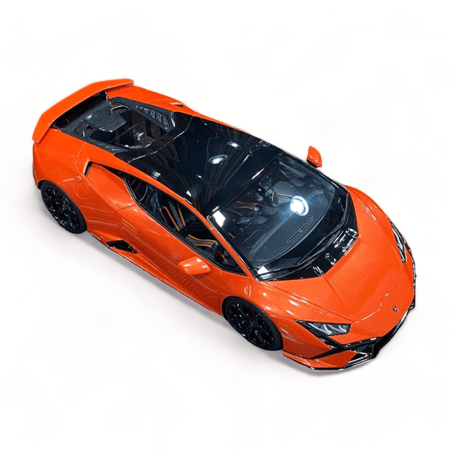 MR Collection Lamborghini Huracan Tecnica 1:18 Orange Diecast Model Car - studio product photo of the scale model