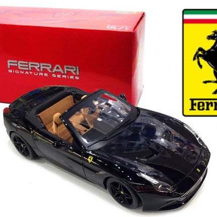 Bburago 1/18 Ferrari California T Open Top Black Diecast Model Car - detailed collector display model