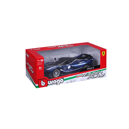 1/18 Diecast Ferrari FXX K EVO #27 Blue Bburago Scale Model Car - detailed die-cast style model