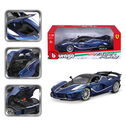 1/18 Diecast Ferrari FXX K EVO #27 Blue Bburago Scale Model Car - collector edition scale model