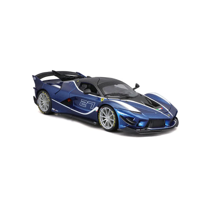 1/18 Diecast Ferrari FXX K EVO #27 Blue Bburago Scale Model Car - studio product photo of the scale model