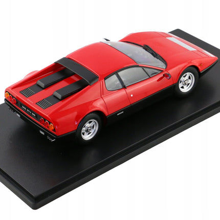 1:18 scale red Ferrari 365 GT4 BB diecast model car side profile view on display base
