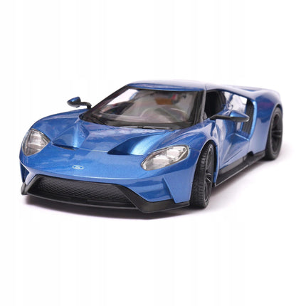 Ford GT 2017 Liquid Blue Metallic Welly 1:24 Diecast Model with Custom Plates