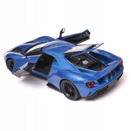 Ford GT 2017 Liquid Blue Metallic Welly 1:24 Diecast Model with Custom Plates
