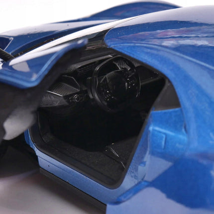 Ford GT 2017 Liquid Blue Metallic Welly 1:24 Diecast Model with Custom Plates