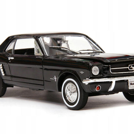 Ford Mustang 1/2 1964 Black Welly 1:24 Diecast Model Car Metal Collector Scale Model with Custom Plates