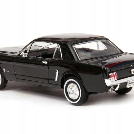 Ford Mustang 1/2 1964 Black Welly 1:24 Diecast Model Car Metal Collector Scale Model with Custom Plates