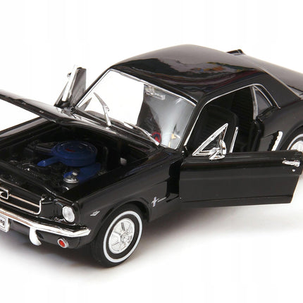 Ford Mustang 1/2 1964 Black Welly 1:24 Diecast Model Car Metal Collector Scale Model with Custom Plates