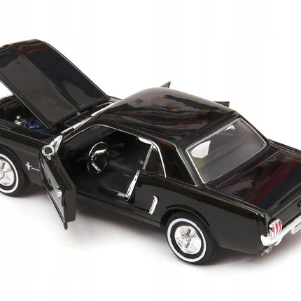 Ford Mustang 1/2 1964 Black Welly 1:24 Diecast Model Car Metal Collector Scale Model with Custom Plates