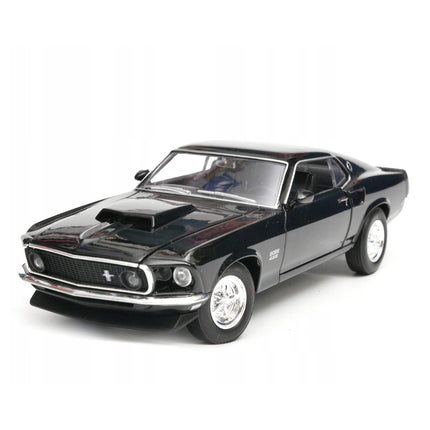 Ford Mustang Boss 429 1969 Black Welly 1:24 24067 Diecast Model with Custom Plates
