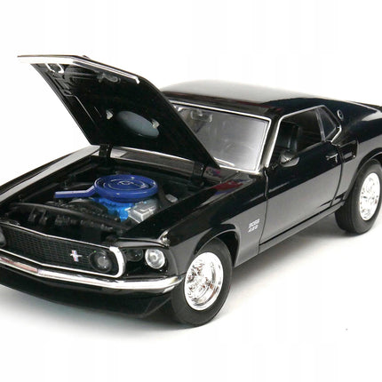 Ford Mustang Boss 429 1969 Black Welly 1:24 24067 Diecast Model with Custom Plates
