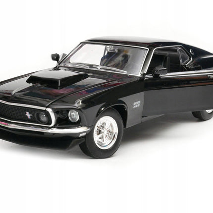 Ford Mustang Boss 429 1969 Black Welly 1:24 24067 Diecast Model with Custom Plates