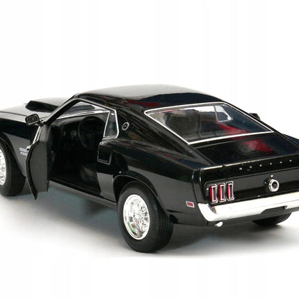 Ford Mustang Boss 429 1969 Black Welly 1:24 24067 Diecast Model with Custom Plates