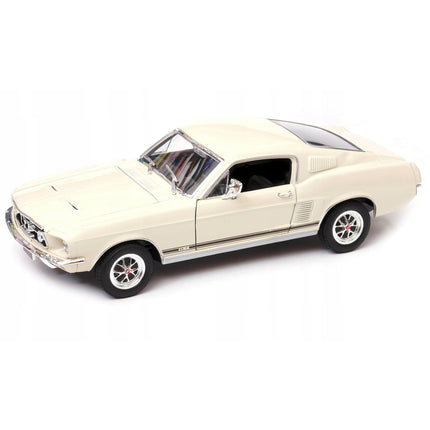 Ford Mustang GT 1967 Wimbledon White Welly 1:24 22412 Diecast Model with Custom Plates