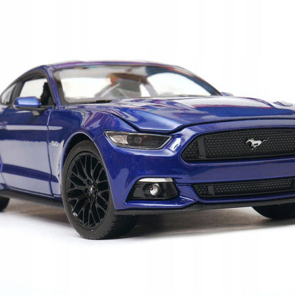 Ford Mustang GT 2015 Navy Blue Welly 1:24 Diecast Model Car Metal Collector Scale Model with Custom Plates