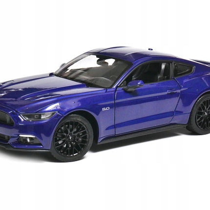 Ford Mustang GT 2015 Navy Blue Welly 1:24 Diecast Model Car Metal Collector Scale Model with Custom Plates