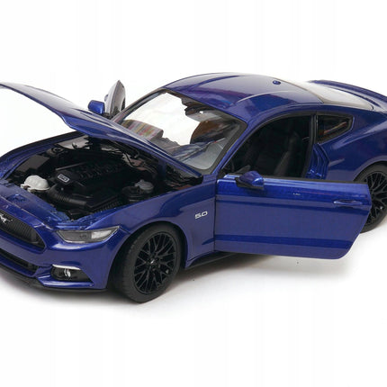 Ford Mustang GT 2015 Navy Blue Welly 1:24 Diecast Model Car Metal Collector Scale Model with Custom Plates