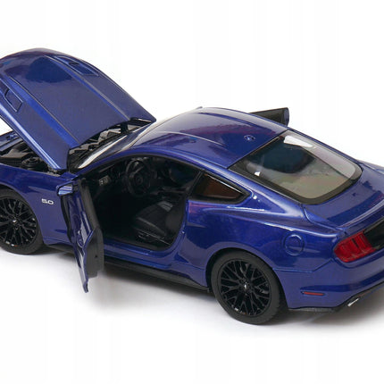 Ford Mustang GT 2015 Navy Blue Welly 1:24 Diecast Model Car Metal Collector Scale Model with Custom Plates