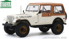 1:18 scale diecast Jeep model car in white and brown with Dixie decals, off-road tires