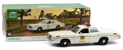 1:18 scale 1975 Dodge Monaco police diecast model car with sheriff markings and original box