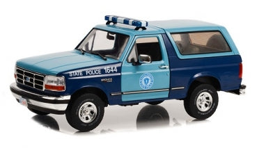 1:18 scale diecast blue state police SUV model car with roof lights and detailed decals