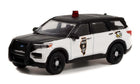 1:24 scale diecast Ford police SUV model with black and white Illinois State Police livery