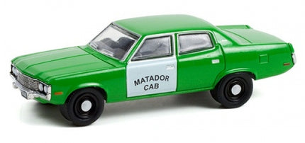 Green diecast model car Matador Cab with silver door, 1:64 scale collectible toy