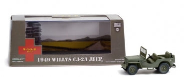 1:64 scale 1949 Willys CJ-2A Jeep diecast model with display box