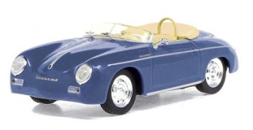 1:18 scale blue diecast convertible model car with beige interior, classic design