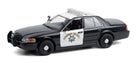 1:18 scale diecast highway patrol police car model, black and white, with roof light bar
