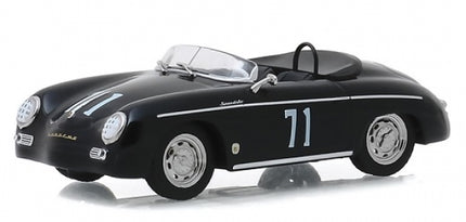 Black Porsche 356 Speedster diecast model car 1:18 scale, racing number 71, detailed wheels