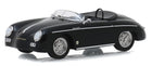 1:18 scale black diecast Porsche convertible model car with chrome details on white background