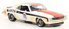 1:18 scale diecast model car, classic white and red race car with Texaco livery and number 18