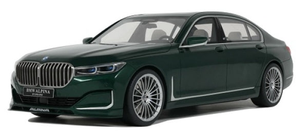 Green BMW Alpina 1:18 scale diecast model car with detailed front grille and alloy wheels