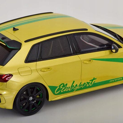 GT Spirit Audi S3 MTM 2022 Yellow Metallic 1:18 Resin Limited GT891 With Custom Plates