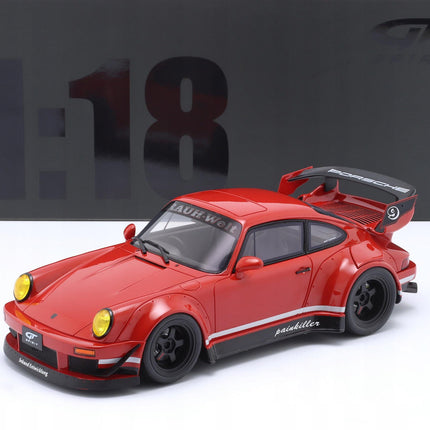 GT Spirit Porsche 911 964 RWB Painkiller Indian Red 1:18 Resin Model With Custom  Plates