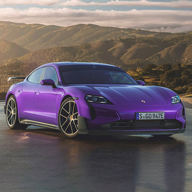 GT Spirit Porsche Taycan Turbo S Purple GT520 1:18 Resin Model Car - detailed collector display model