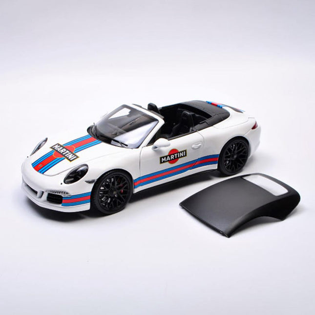 Schuco Porsche 911 GTS Martini Edition White 1:18 Diecast Model Car - detailed collector display model
