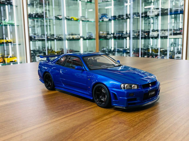 AutoArt Nissan Skyline GT-R R34 Nismo Z-Tune 2005 Bayside Blue 1:18 Diecast Model Car - detailed collector display model